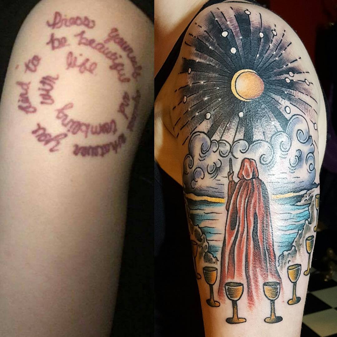 Cover up with the 8 of cups tarot card. Thanks Melinda! #8ofcups #tarot #coverup
