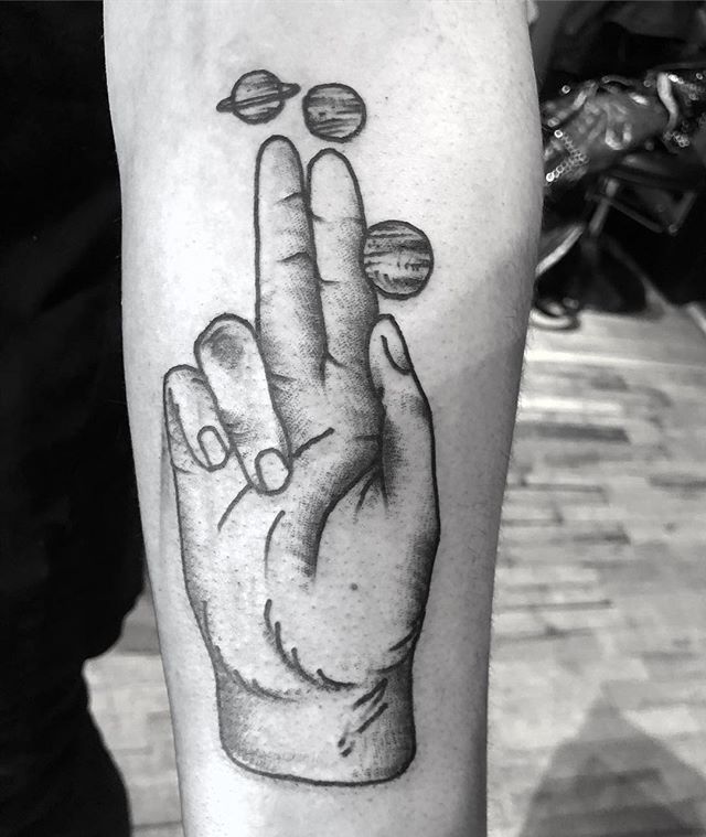 Hand of benediction with Venus, Jupiter and Saturn 🖤 ✨thanks Daniel! .
.
.
.
#tattoo #blackworktattoo #inkstinct #blackwork #blxckink #btattooing #blkttt #blackworkers #waverlyink #tttism #rochesterny #rochestertattoo #ladytattooer #tattoodo #workhorseirons #steadfast #onlythedarkest #foxtailtattoos #inkwork #linework #handofbenediction #planetstattoo