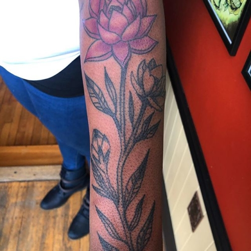 Lotus flowers for Angela! Thanks for coming in! 💐 .
.
.
.
#tattoo #blackworktattoo #inkstinct #blackwork #blxckink #blackink #btattooing #blkttt #blackworkers #waverlyink #tttism #rochesterny #flashworkers #rochestertattoo #ladytattooer #tattoodo #workhorseirons #steadfast #onlythedarkest #foxtailtattoos #inkwork #linework #whipshaded #tradworkers #boldtattoo #blackworkartists #blackclawneedles