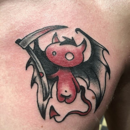 Lil demon dude based on a costumer reference. Thanks so much Thomas! .
.
.
.
#tattoo #blackworktattoo #inkstinct #blackwork #blxckink #blackink #btattooing #blkttt #blackworkers #waverlyink #tttism #rochesterny #flashworkers #rochestertattoo #ladytattooer #tattoodo #workhorseirons #steadfast #onlythedarkest #foxtailtattoos #inkwork #linework #whipshaded #tradworkers #boldtattoo #blackworkartists #blackclawneedles